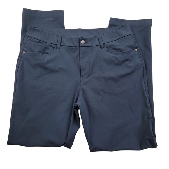 Lululemon ABC Classic Fit 5 Pant Men's Sz 32 Navy 5 Pocket Warpstreme - Picture 1 of 10